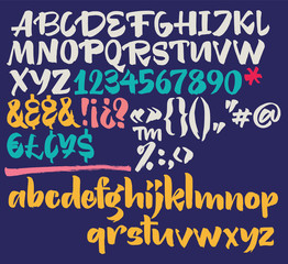 Vector alphabet. Hand drawn letters. Letters of the alphabet written with a brush.