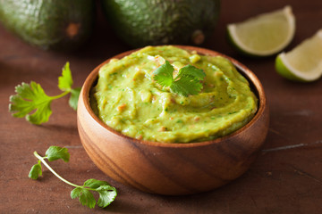 mexican guacamole dip and ingredients