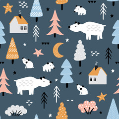 Childish background with polar bears