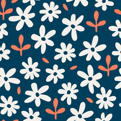 Seamless pattern with hand drawn flowers