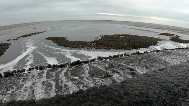 Wattenmeer, Buhne, Gezeiten, Schwenk