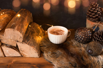 Christmas time with a cup of cappuccino