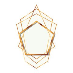 Fototapeta na wymiar golden frame pentagon isolated icon