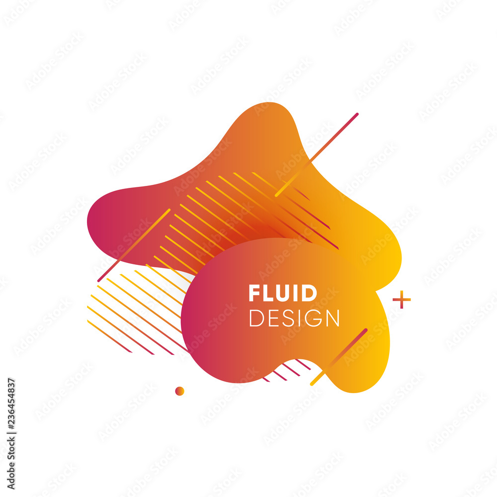 Wall mural dynamical colored graphic elements. gradient abstract banners with flowing liquid shapes. template f