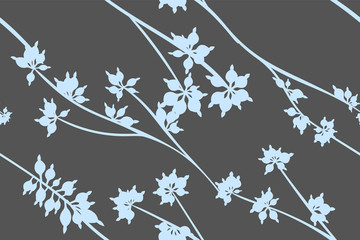 Seamless Summer Pattern in Pastel Color Design. Vector Eucalyptus Leaves. Beautiful Branches and Floral Elements. Tropical Plants. Botanical Background. Summer Pattern for Wedding Design, Print.