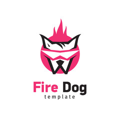 Obraz premium fire red dog logo signt