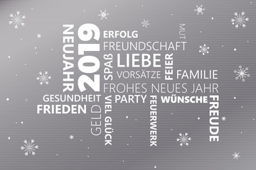 2019 Neujahrswünsche silberne edle Karte