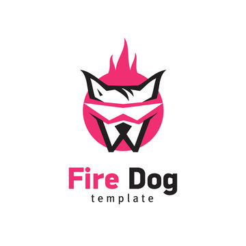 fire red dog logo signt