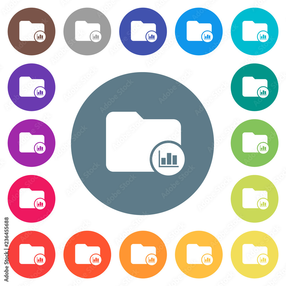 Poster directory usage statistics flat white icons on round color backgrounds