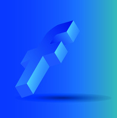 Volumetric letter f on a blue background
