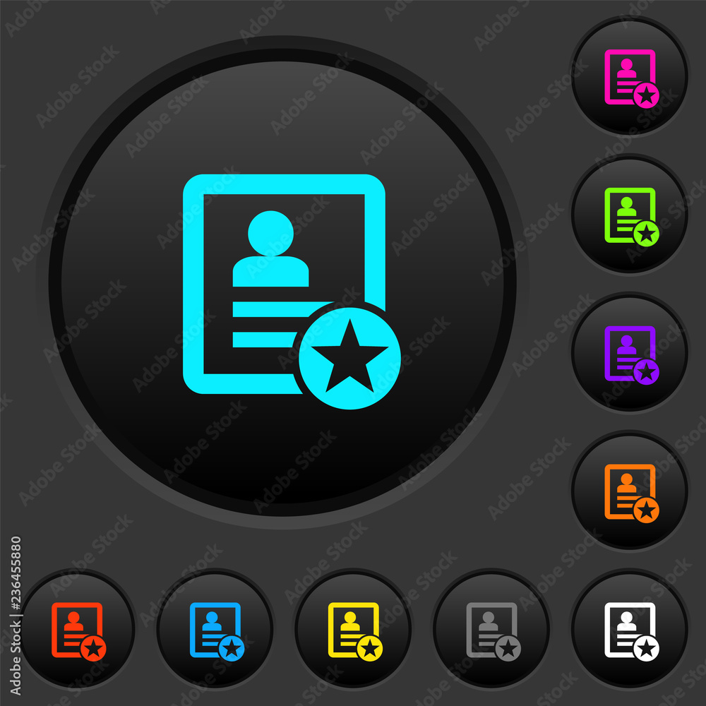 Poster marked contact dark push buttons with color icons