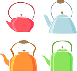 Set of teapot icon. Tea symbol. Flat Vector illustration.