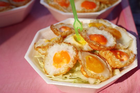 Quail eggs at street food