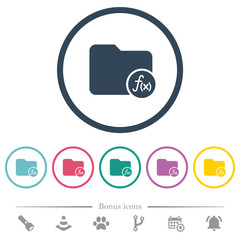 Directory functions flat color icons in round outlines