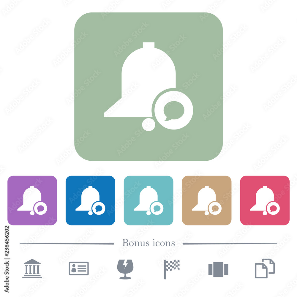 Poster reminder message flat icons on color rounded square backgrounds