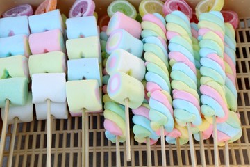 sweet marshmallow at street food