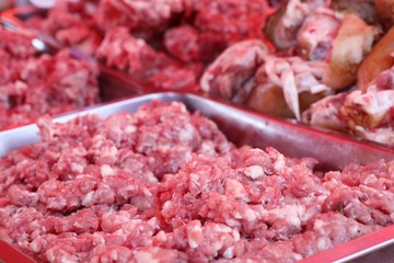 fresh pork meat in market