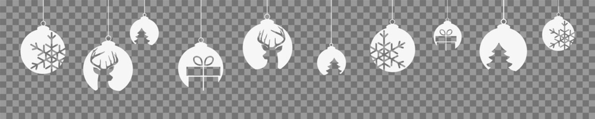 Weihnachten Banner Christbaumkugeln mit Elementen Transparenz Freigestellt - 236458634