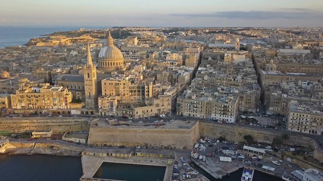 Aerial landscape of the capital Valetta, Malta
