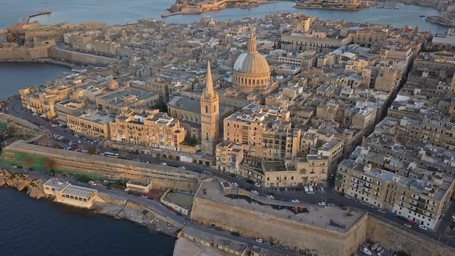 Aerial landscape of the capital Valetta, Malta
