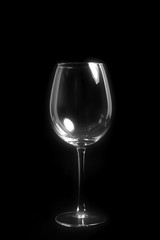 empty wine glass on black background
