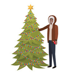 man with christmas tree avatar character