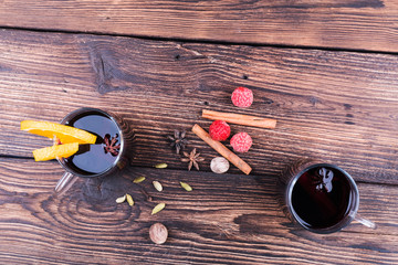 Glasses with mulled wine