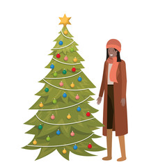 woman with christmas tree avatar character