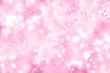 Fototapeta premium Abstract spring background with blurred pink toned flowers, easter floral image with copy space. Springtime concept.