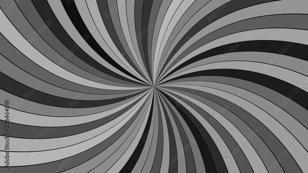 Poster grey abstract psychedelic spiral stripe background - vector curved burst design