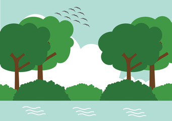 Home sweet home Green Park Environmental Landscape vector illustration design