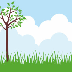 Obraz premium Landscape beautiful nature vector illustration concept