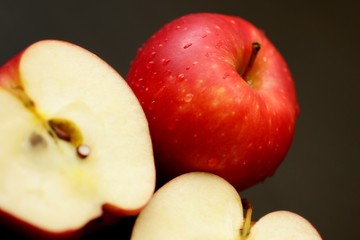 apples on black background