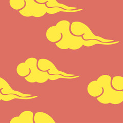 Seamless pattern of clouds, retro asian style