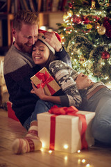 love, happiness for Christmas, concept- romantic man and woman in love at Christmas .