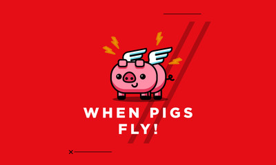 When Pigs Fly Poster Vector Illustration