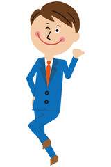 ポップな青いスーツのサラリーマン　シュートダンス
