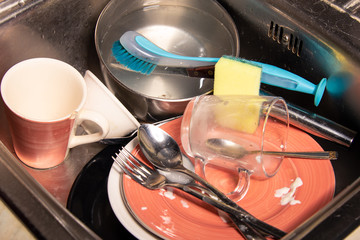 Dirty dishes in the sink