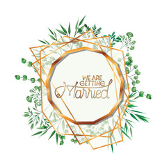 wedding invitation with golden frame