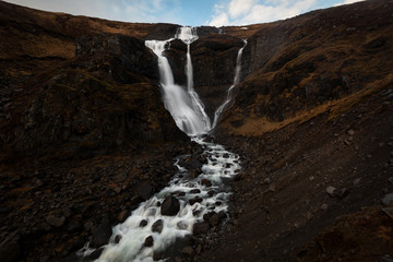 Rjukandafoss, beautiful waterfall in the north part of Iceland