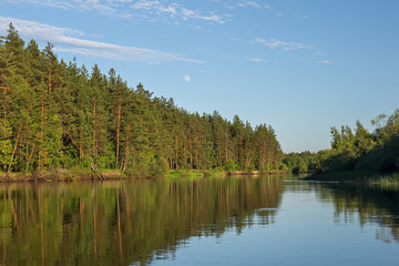 summer evening on the river. Oka nature reserve