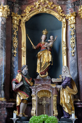 Obraz premium Virgin Mary altar in the Saint Lawrence church in Denkendorf, Germany