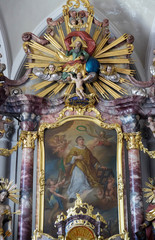 Main altar in the Saint Lawrence church in Denkendorf, Germany