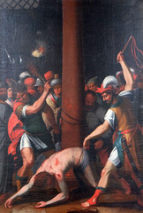 The Passion of Jesus, painting in the Neumunster Collegiate Church in Wurzburg, Germany