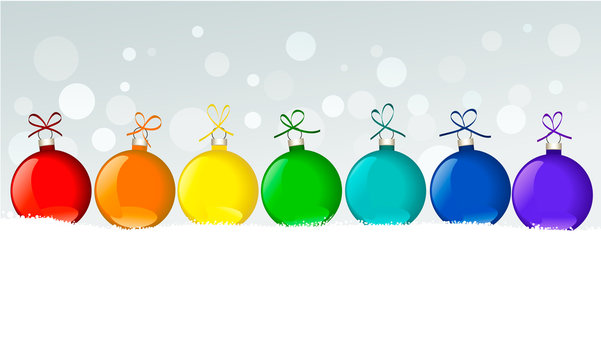 Christmas balls in rainbow colors