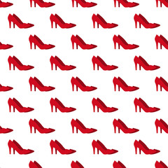 Vector seamless pattern of woman red shoes. Vector red high heel