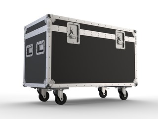 Black closed simple flight case on white background. 3D render