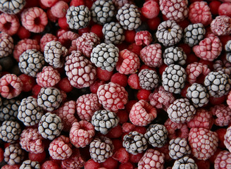 frozen berries used as background;