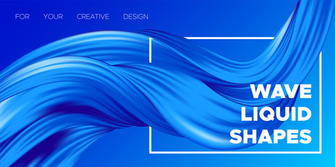 Abstract Blue Fluid Illustration.
