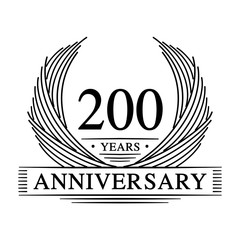 200 Years Anniversary Set. 200th Celebration Logo Collection. Vector and illustration. 

